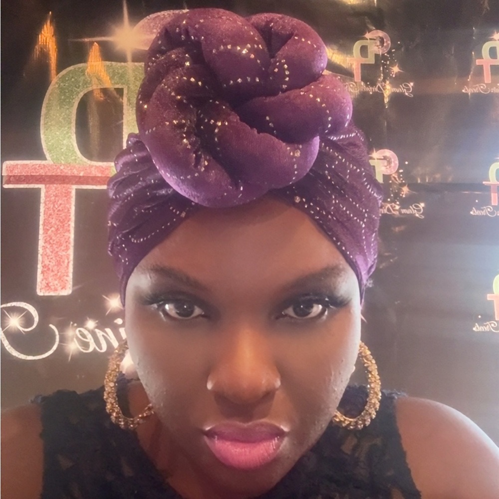 Elegant Purple Turban Headwrap